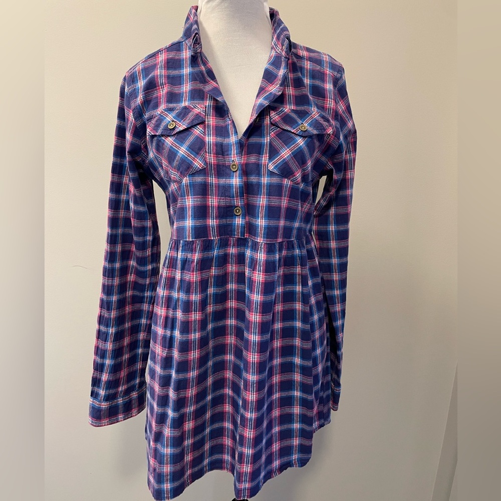 Ardene plaid checkered colorful long sleeve cotton dress size medium